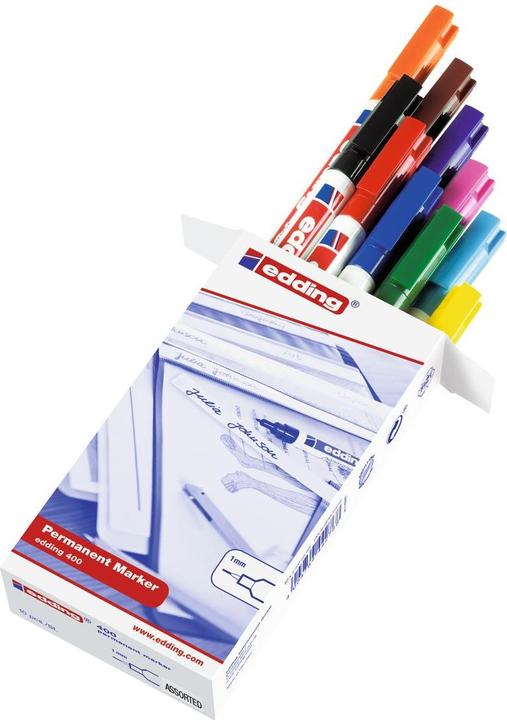 Image du produit Edding 400 (Orange, Jaune, Violet, Vert, Bleu, Rose, Noir, Rouge, Marron, Bleu clair, 1 mm, 10 x)