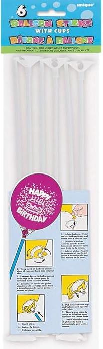 Produktbild Unique Unifarben Ballon Stöcke 6erPack Kunststoff (6 x)