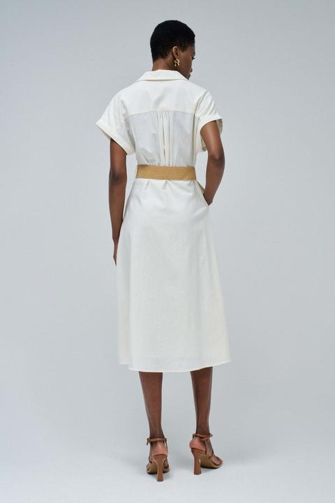 Produktbild Salsa Jeans Midikleid Linen Shirt Dress With Front Buttoned Belt (XS)