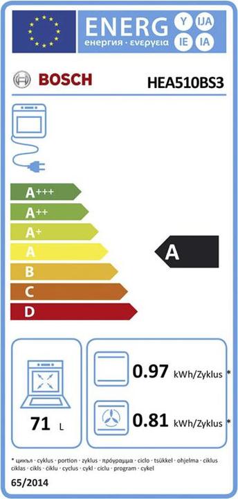 Label énergétique Bosch Hausgeräte HEA510BS3 & NKE611GA2E Herdset 230V