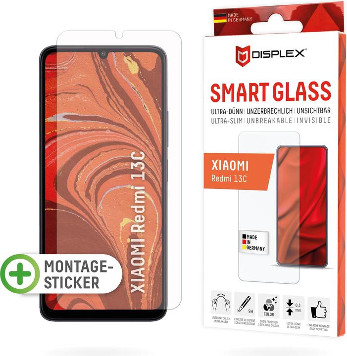 Immagine prodotto Displex Smart Glass, Displayschutzfolie (1 Pezzo/i, Xiaomi Redmi 13C 5G, Xiaomi Poco C65, Xiaomi Redmi Note 13 4G)