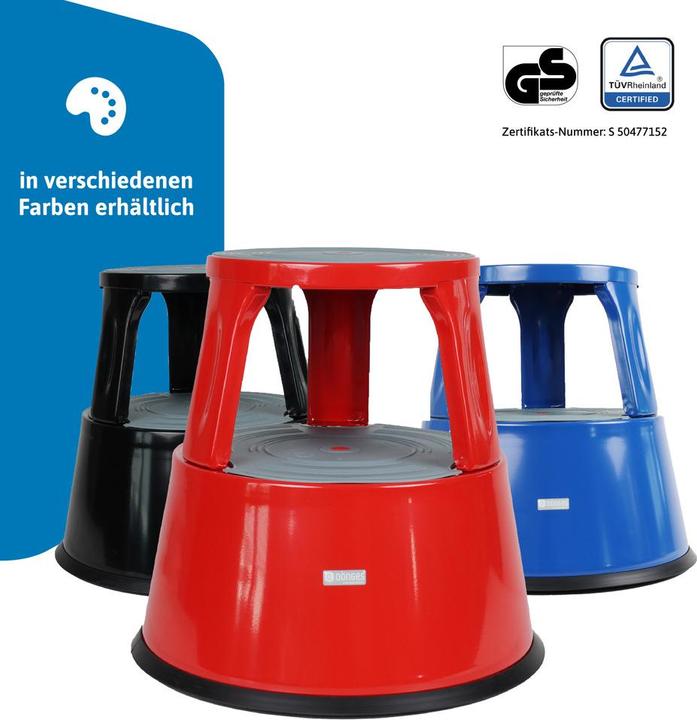 Actual product image Dönges Roller stool, metal, red
