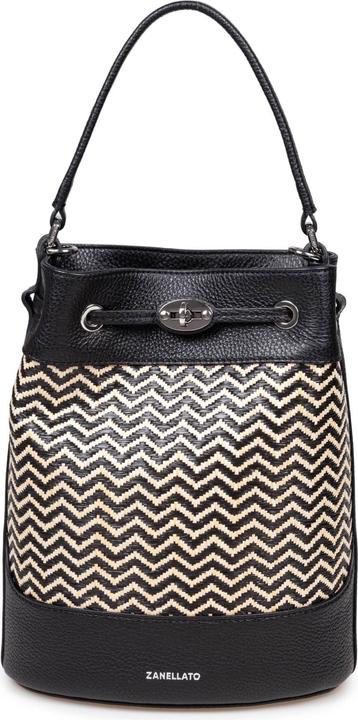 Actual product image Zanellato monda wicker s bucket bag color black