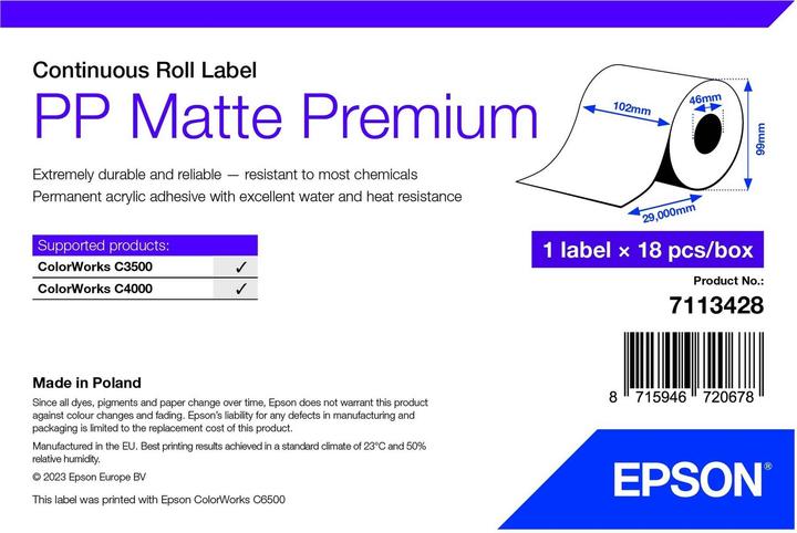 Actual product image Epson Pp Matte Label Prem Continuous