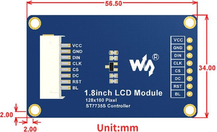 Immagine prodotto WaveShare Modulo display LCD da 1,8 pollici 128x160