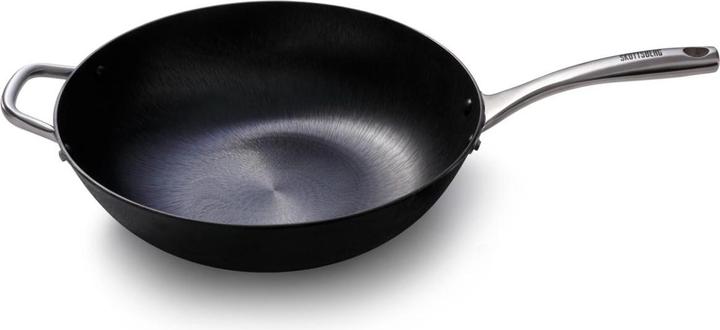 Skottsberg Wok Cast Iron 34, PFOA free, light cast iron, stainless steel handle (34 cm, Wok, Cast iron)