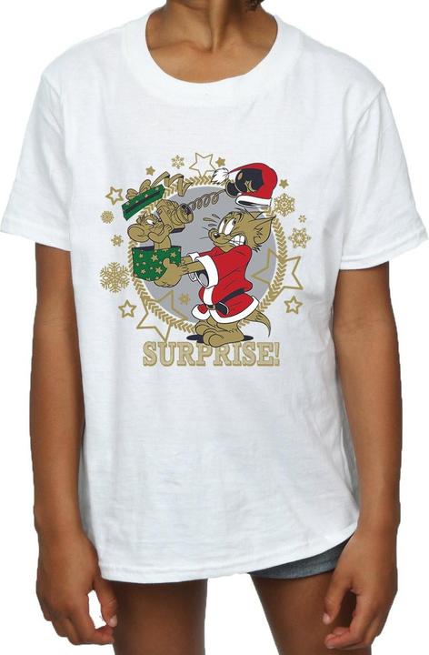 Actual product image Tom & Jerry Girls Christmas Surprise Cotton T-Shirt (152, 158)