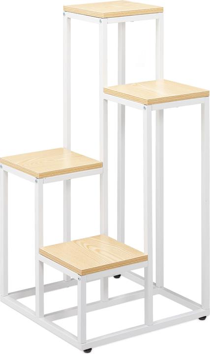 Immagine prodotto Relaxdays Supporto per piante con 4 ripiani 80 x 40 cm, Natura/Bianco