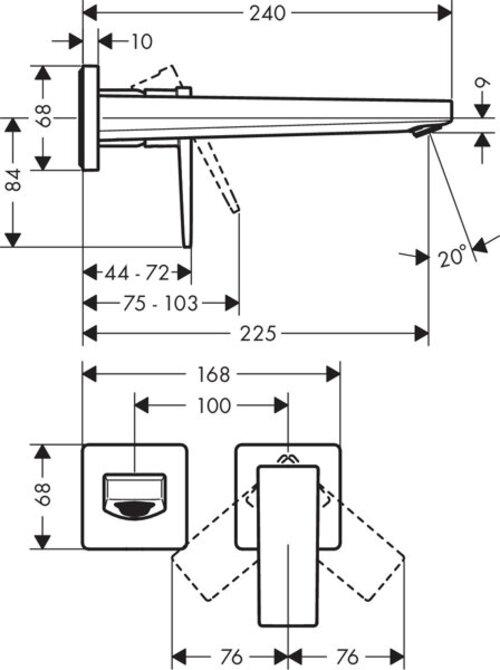 Immagine prodotto hansgrohe HG set pronto per il montaggio METROPOL per miscelatore da incasso a 2 fori per WC 225mm bru bl