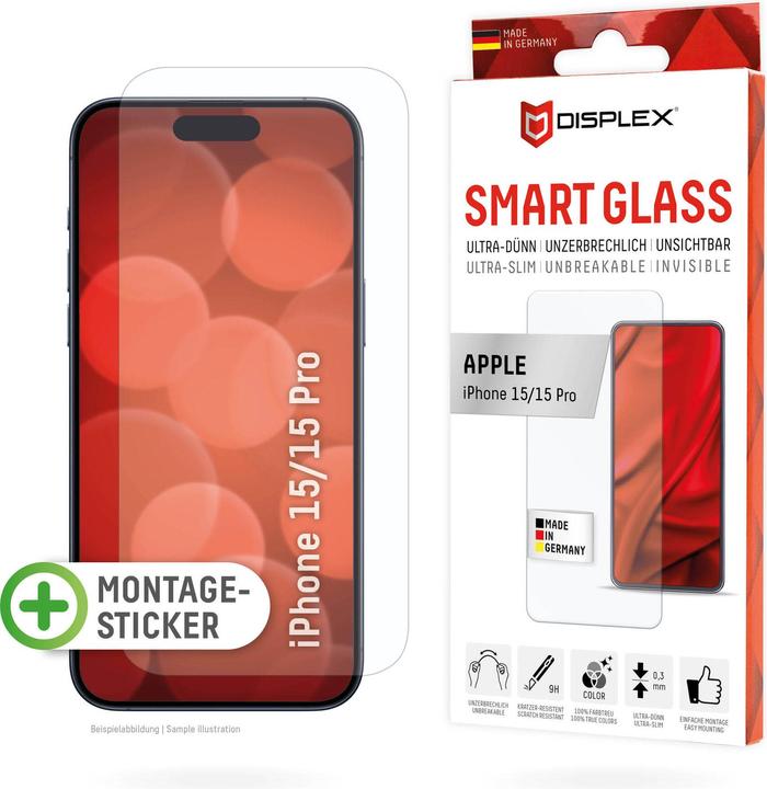 Produktbild Displex Smart Glass (1 Stück, Apple iPhone 15 Pro, Apple iPhone 15)