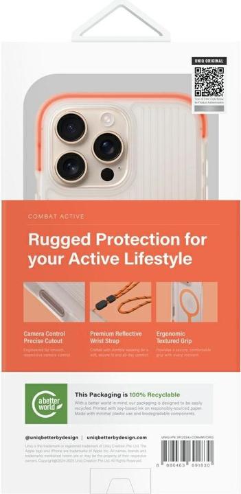 Actual product image Uniq Combat Active Magclick Charging Case for iPhone 16 Pro - Orange (Apple iPhone 16 Pro)