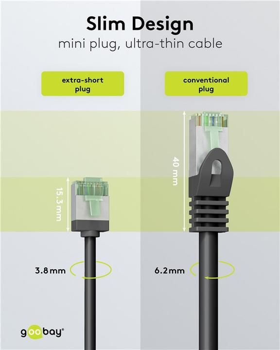 Produktbild Goobay Ultraflexibles CAT 8.1 Patchkabel, slim, U/FTP, schwarz (U/FTP, CAT8.1, 3 m)