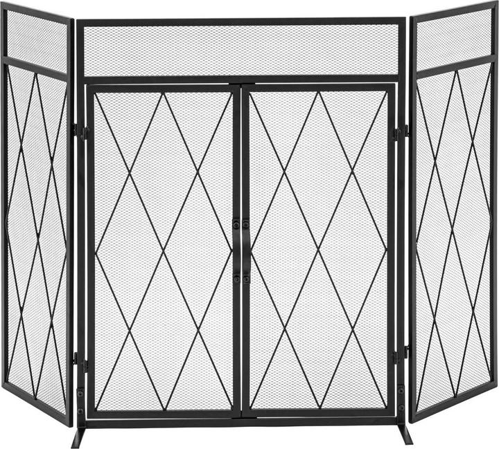 Produktbild Hillvert Kaminschutzgitter Kamingitter mit Tür Ofenschutzgitter Funkenschutzgitter Stahl