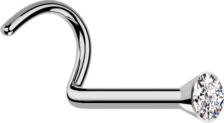 Immagine prodotto Acha Direct Steriler Nasenstecker gebogen silber mit Kristall silber (Titanio G23, senza ottone)