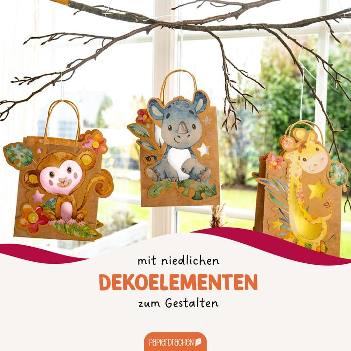 Produktbild Papierdrachen 3 Kinderlaternen Wildtiere/Afrika - Set 8