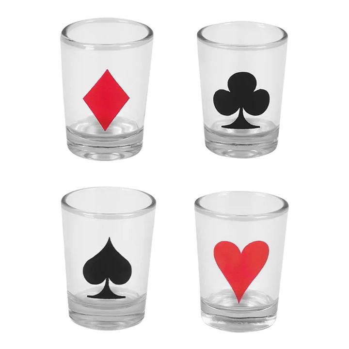 Actual product image Boland Trinkspiel Drinking Poker 120 Pokerchips, 1 Satz Spielkarten, 4 Glas-Schnapsgläser