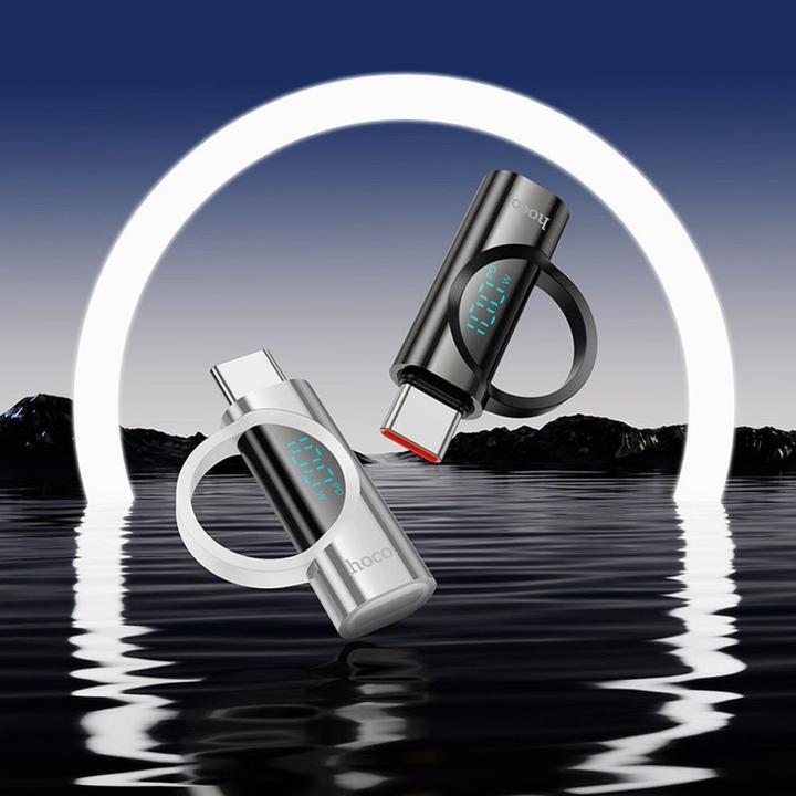Produktbild Hoco Cable adapter Type C (male) to Type C (female) with digital display 5A 100W UA32 silver