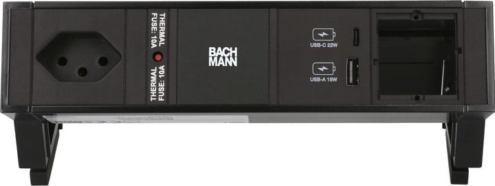 Actual product image Bachmann Desktop power strip DESK 2, 1x T13, 1x USB A/C, 1x Custom (1 x, Type 13, USB-A, USB-C, 0.20 m)