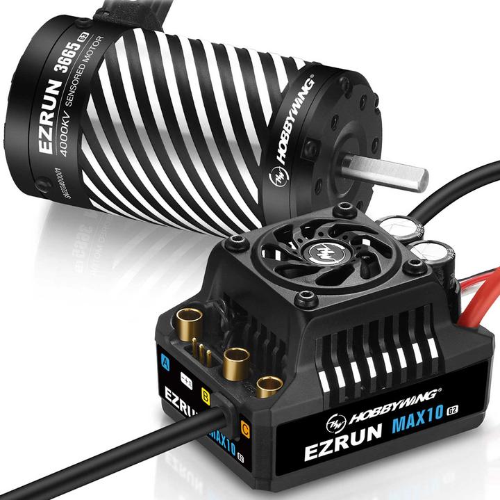 Actual product image Hobbywing Ezrun MAX10 G2 140A Combo with 3665SD-4000kV 5mm shaft