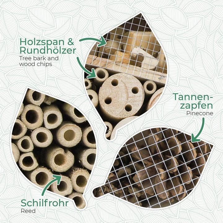 Image du produit Wildlife Friend Grand hôtel pour insectes (Papillons, Coccinelles, Guêpes creuseuses, Abeilles sauvages)