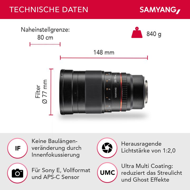 Actual product image Samyang 135mm f/2 ED UMC, Sony E (Sony E, full size)