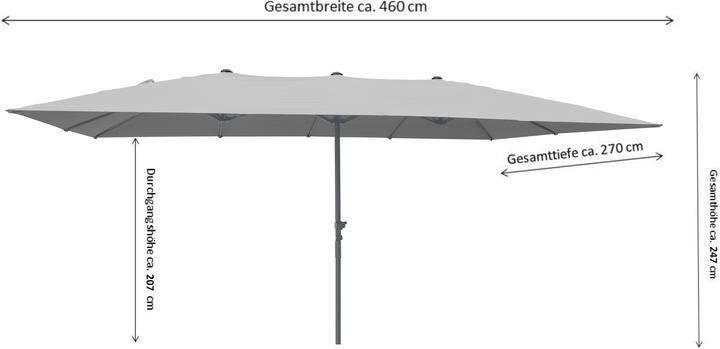 Actual product image Leco Rechteck-Doppelsonnenschirm lichtgrau (2.70 m)