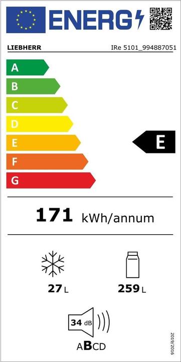 Etichetta energetica Liebherr IRe 5101 Pure (286 l)
