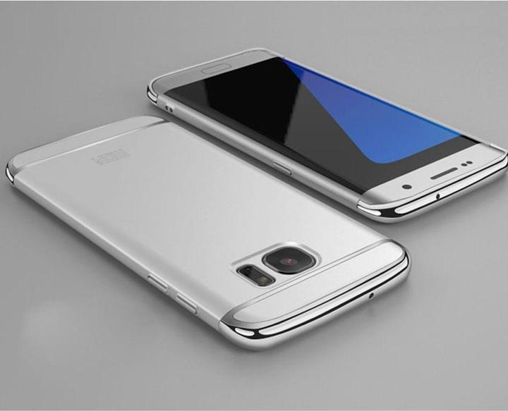 Produktbild König Design Handy Hülle Schutz Case für Samsung Galaxy S6 Edge Bumper 3 in 1 Cover Silber (Samsung Galaxy S6 Edge)
