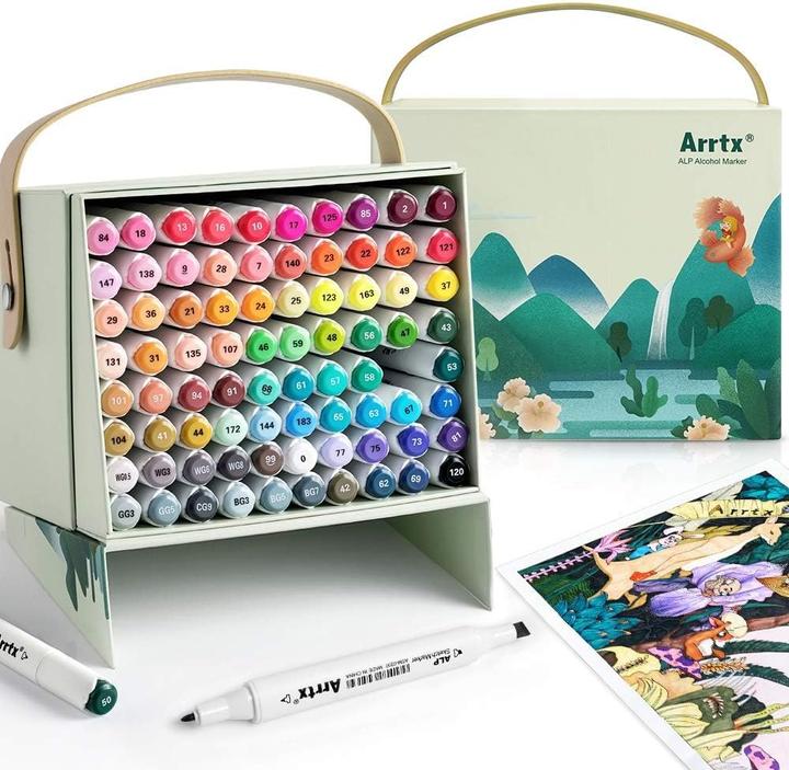 Produktbild Arrtx ALP-Serie - Permanent Marker Set mit Doppeltipps (80 Farben) (Mehrfarbig, 80 x)