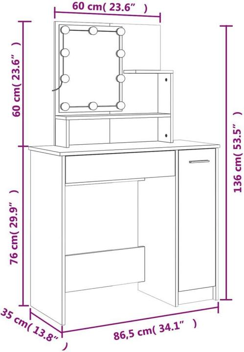 Actual product image VidaXL Roberto (86.5 x 35 x 136 cm)