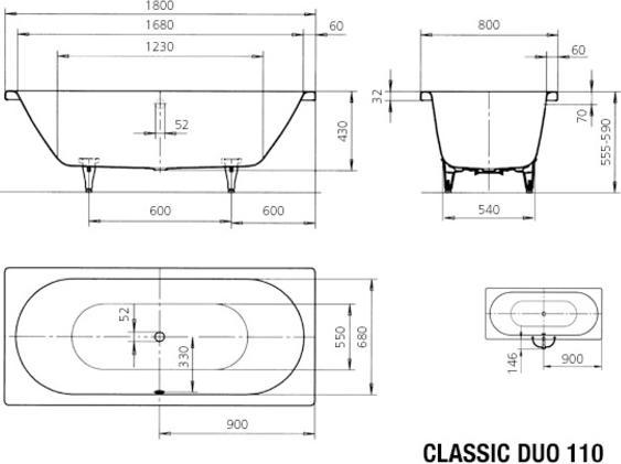 Produktbild Kaldewei Classic Duo 110 180x80cm