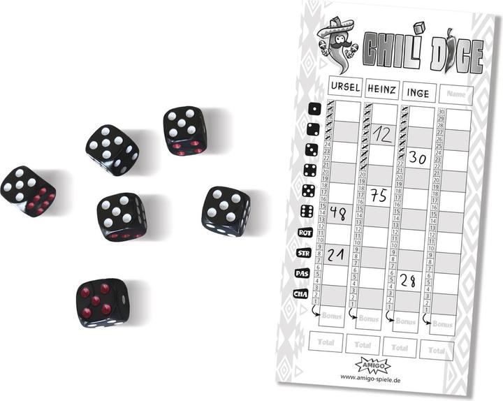 Actual product image Amigo Chili Dice, d from 8 years, 1-4 players, dice game, family game (English, German)