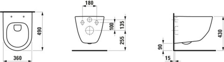 Actual product image Laufen PRO wall-hung WC Compact, rimless, 360x490mm, concealed fixing, H820965