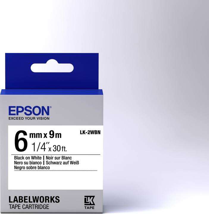 Actual product image Epson Label Cassette Lk-2wbn (0.60 cm, Black)