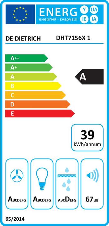 Label énergétique De Dietrich Hotte d'aspiration DHT 7156 X acier inoxydable