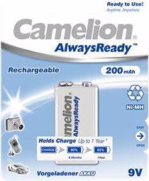 Immagine prodotto Camelion AlwaysReady NH-9V200AR-BP1 - Batteria 9V - NiMH - (ricaricabile) (1 pz., 9V Block, 200 mAh)