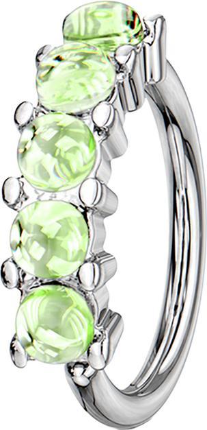 Image du produit Star Piercing Micro piercing anneau argent cinq pierres époxy vert (Acier chirurgical 316L, sans laiton)