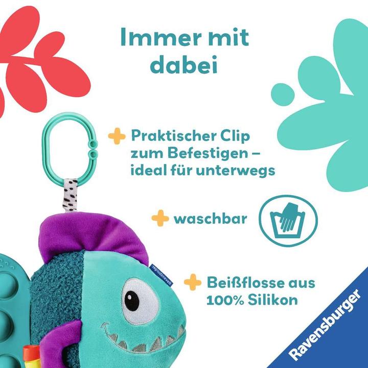 Image du produit Ravensburger 4876 play+ Pop-it Piranha (bleu), Peluche avec de nombreux effets de jeu, Jouet pour bébé