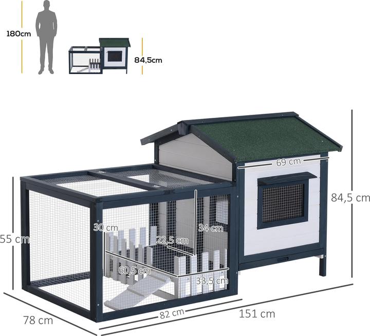 Actual product image PawHut Guinea pig hutch with outdoor enclosure