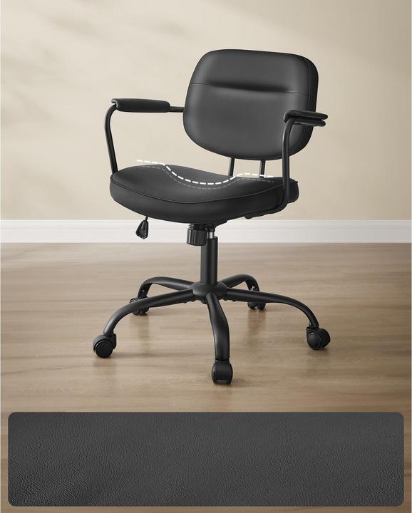 Image du produit Songmics Chaise de bureau avec dossier rembourré et accoudoirs, noir