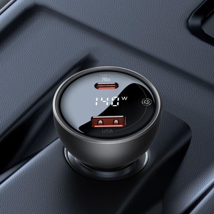 Image du produit Baseus Digital Display fast car charger USB-A / USB-C PD3.1 140W black + USB-C cable Superior