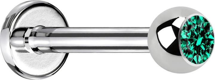 Produktbild Star Piercing Labret silber mit Kugel Kristall türkis (Chirurgenstahl 316L, ohne Messing)