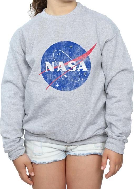 Actual product image Nasa Girls Distressed Logo Cotton Sweatshirt (152, 158)
