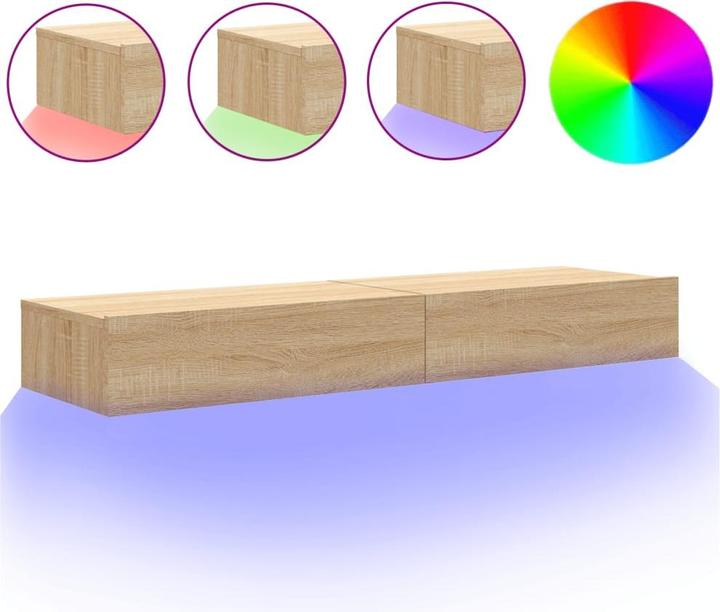 Immagine prodotto VidaXL TV Schrank mit LED-Leuchten Fernsehschrank Lowboard 2 Stk. Sonoma-Eiche