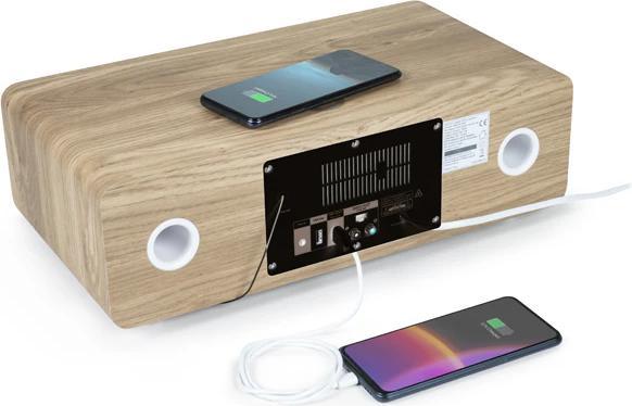 Thomson MIC301IBT ws/holz Microchaîne 60W,FM,Bluetooth,CD,USB,Chargement par induction (Bluetooth, Lecteur de CD, WiFi, 1x 10 W)