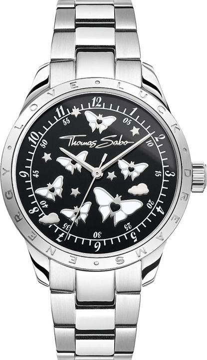 Produktbild Thomas Sabo Damenuhr mit Schmetterlingen silberfarben (34 mm)