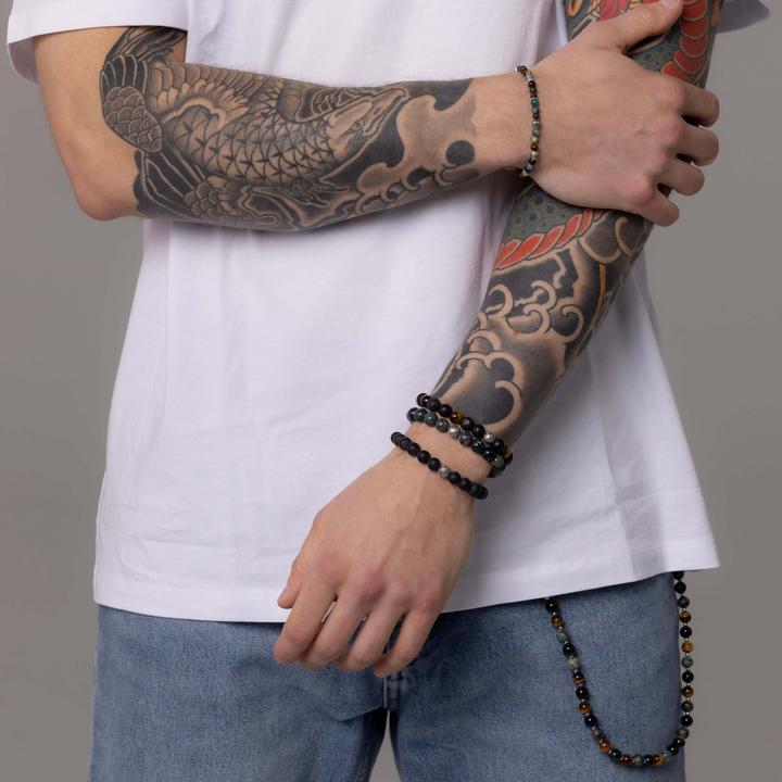 Produktbild Balibay Luis (20.50 cm, Tigerauge, Moosachat, Sterling Silber 925, Edelstein, Achat, Vulkanstein, Labradorit)