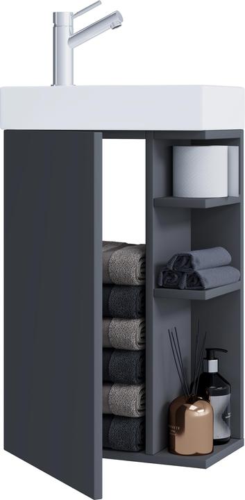 Immagine prodotto VCM Set di mobili da bagno a 2 pezzi WC per ospiti Lavabo per bagno per ospiti Piccolo stretto Lumia