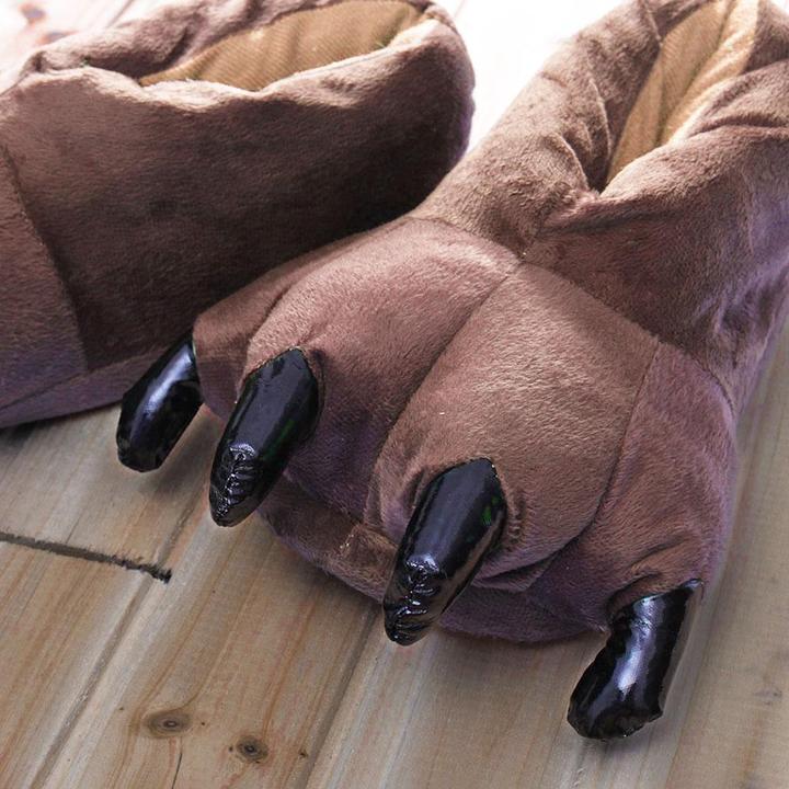 Actual product image JTI Soft Slippers with Claws, Brown - Size 39-45 (39, 40, 41, 42, 43, 44, 45)