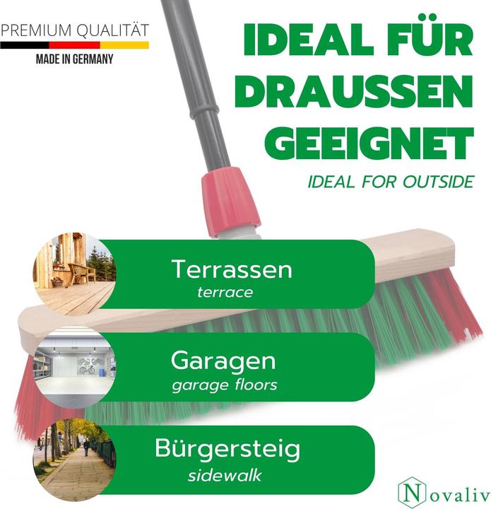 Produktbild Novaliv Kehrbesen Besen mit Teleskopstiel Strassenbesen mit Stiel Gartenbesen Industriebesen Hofbesen (1 Stk.)